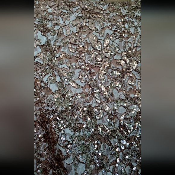 Xscape Women Lace Sequins Beige Dress - Picture 3 of 5